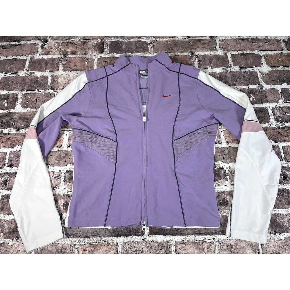 Y2K Nike Jacket Womens M Purple White Windbreaker Retro 07 Sporty Track Running